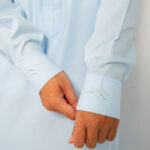 Embroidery Classic Collar Thobe - Sky blue