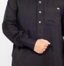 Black Classic Band Collar Thobe