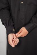 Black Classic Band Collar Thobe