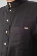 Black Classic Band Collar Thobe