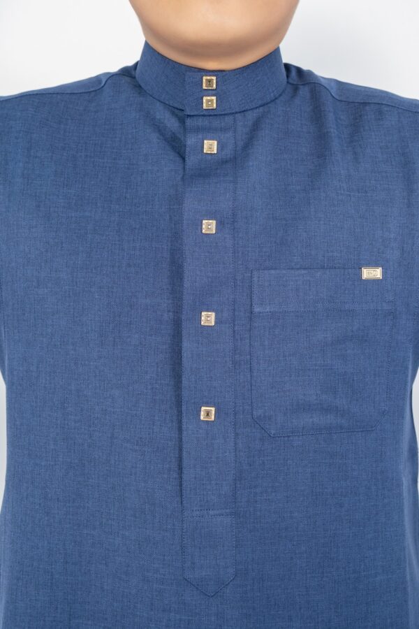 Blue Classic Band Collar Thobe - Image 4