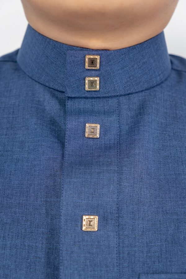 Blue Classic Band Collar Thobe - Image 2
