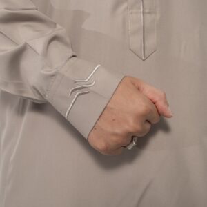Gray Classic Shirt Collar Embroidery Cuff Thobe