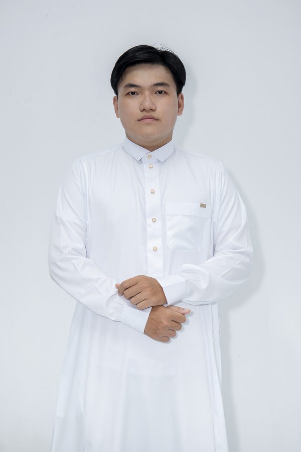 White Classic Band Collar Thobe - Image 4