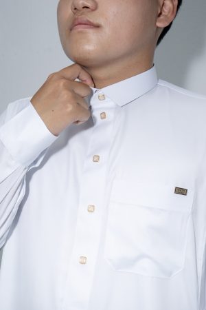 White Classic Band Collar Thobe