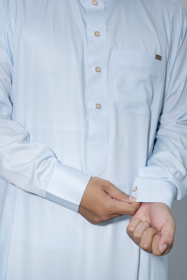 Light Blue Classic Band Collar Thobe