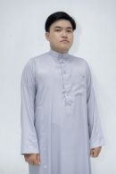 Light Grey Classic Band Collar Thobe