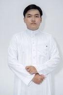White Silky Band Collar Thobe