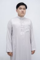Silver-Grey Classic Band Collar Thobe