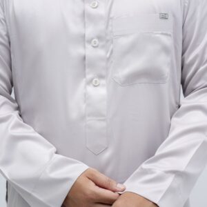 Silver-Grey Classic China Collar Plastic Butt Thobe