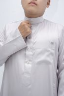 Silver-Grey Classic Band Collar Thobe