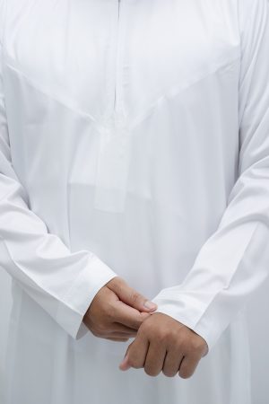 White Classic Band Collar Thobe