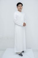 White Classic Band Collar Thobe