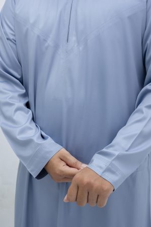 Light Blue Classic Band Collar Thobe