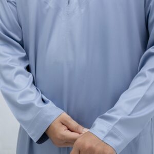 Light Blue Shiny Classic Band Collar Thobe