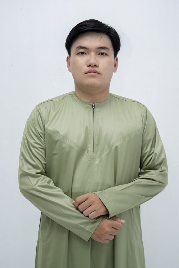 Light Green Classic Band Collar Thobe - Image 3