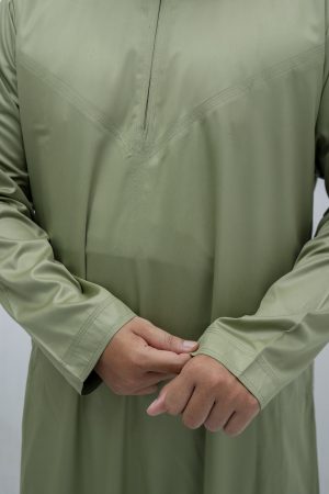 Light Green Classic Band Collar Thobe