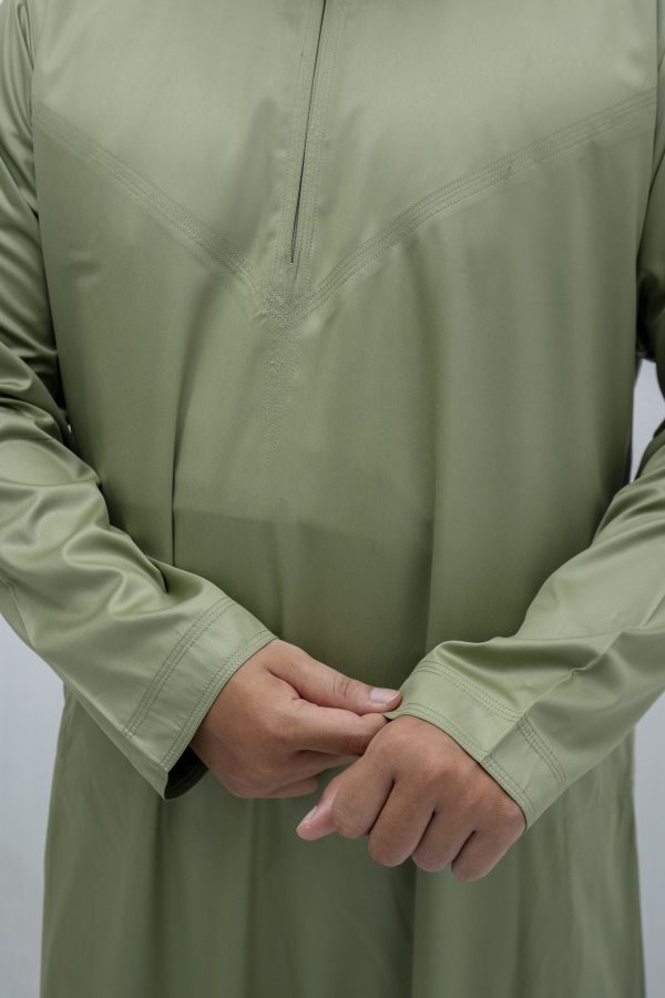 Light Green Classic Band Collar Thobe