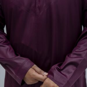 Maroon Shiny Classic Band Collar Thobe