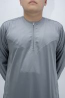 Slate Gray Classic Band Collar Thobe