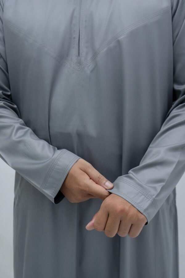Slate Gray Shiny Classic Band Collar Thobe