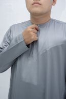 Slate Gray Classic Band Collar Thobe