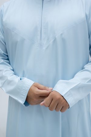 Sky Blue Classic Band Collar Thobe