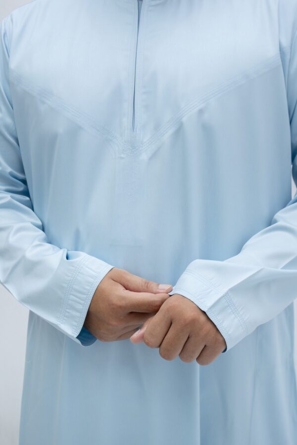 Sky Blue Shiny Classic Band Collar Thobe