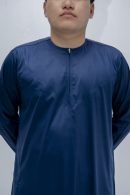 Navy Blue Classic Band Collar Thobe