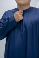 Navy Blue Classic Band Collar Thobe