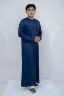 Navy Blue Classic Band Collar Thobe