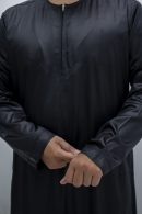 Black Classic Band Collar Thobe