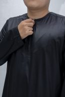 Black Classic Band Collar Thobe