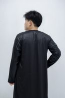 Black Classic Band Collar Thobe