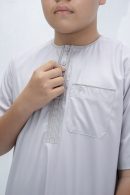Light Gray Classic Band Collar Thobe