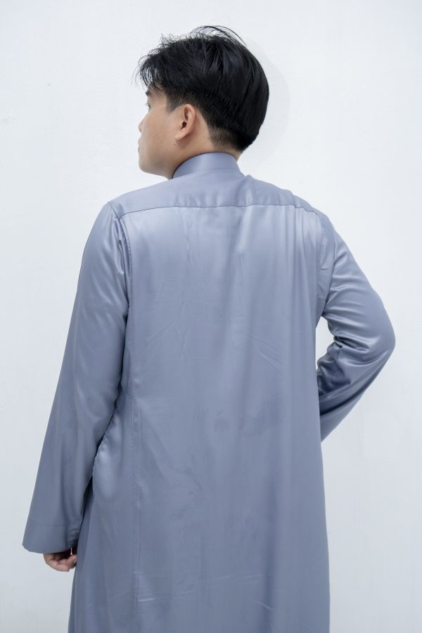 Slate blue Classic Band Collar Thobe - Image 3