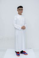 White Classic Band Collar Thobe
