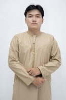 Beige Classic Band Collar Thobe