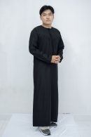 Black  Classic Band Collar Thobe