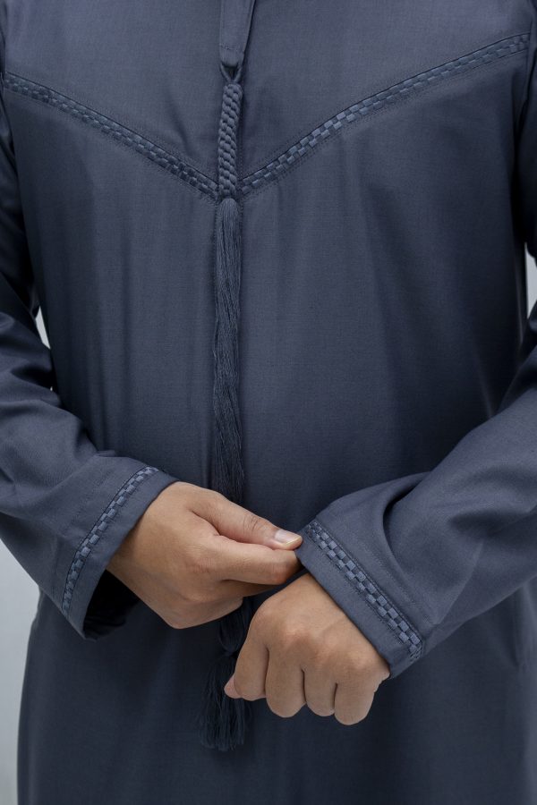 Steel Blue Classic Band Collar Thobe