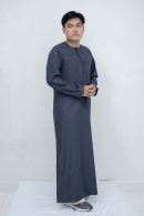 Steel Blue Classic Band Collar Thobe