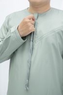 Muted Green Classic Band Collar Thobe