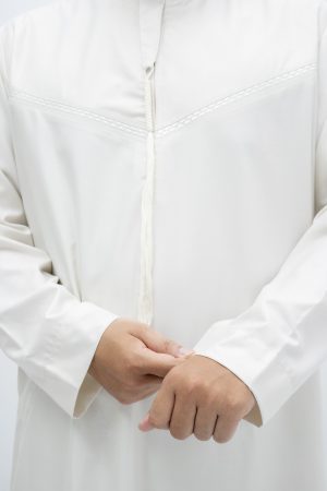 Cream Classic Band Collar Thobe