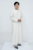 Cream Classic Band Collar Thobe