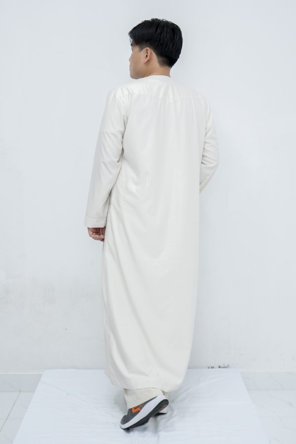 Cream Classic Band Collar Thobe - Image 4
