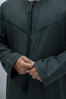 Dark Green Classic Band Collar Thobe