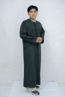 Dark Green Classic Band Collar Thobe