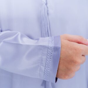 Light Blue Shiny Classic Embroidery Band Collar Tassel Thobe