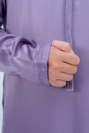 Shiny Purple Classic Embroidery Band Collar Tassel Thobe (Copy)