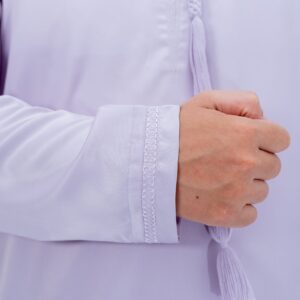 Light Purple Shiny Classic Embroidery Band Collar Tassel Thobe